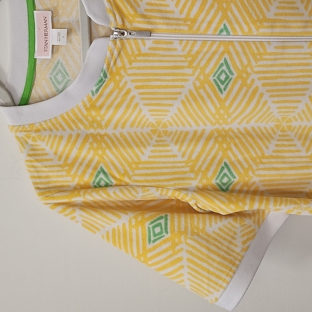 Stan Herman  Coastal Mosaic Ripples Zip Lounge/ Robe Dress Sunshine Size Small - Picture 7 of 16